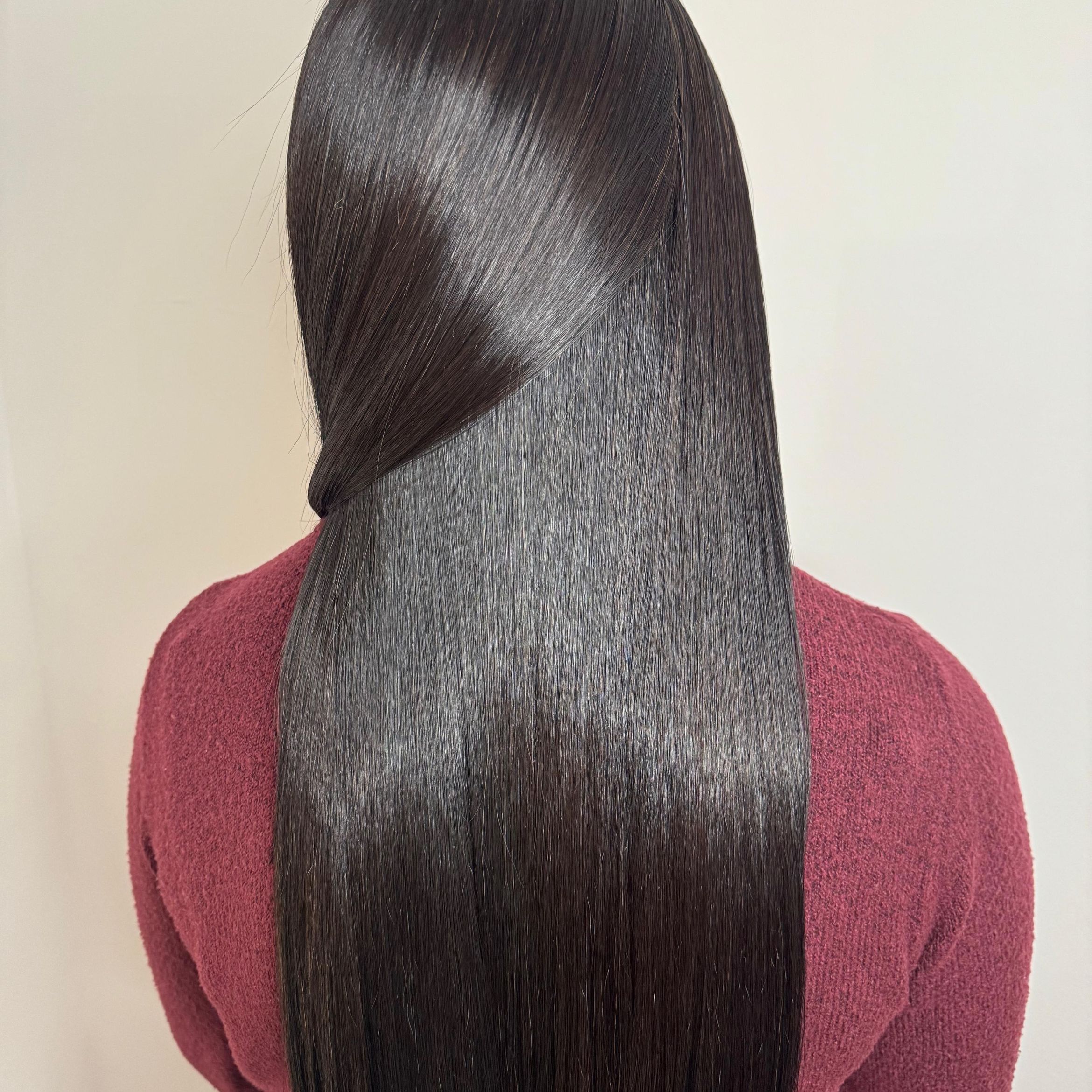 Glossy straight hair result